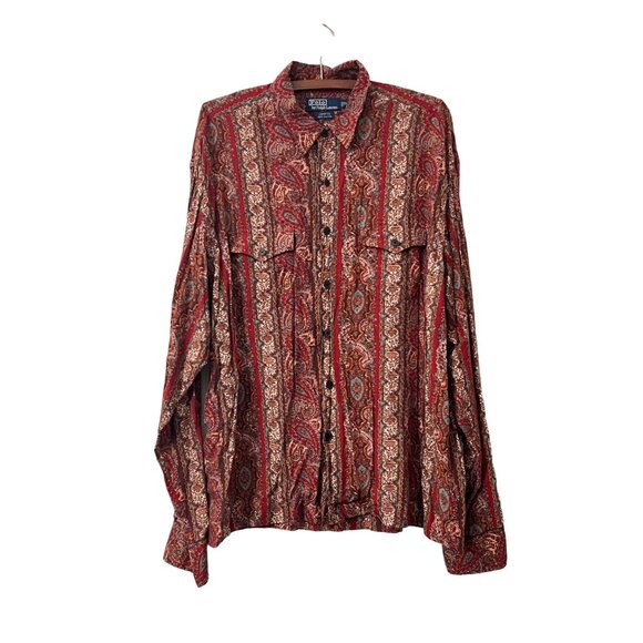 Rare Polo Ralph Lauren Mens Crofts Floral Paisley Long Sleeve Button Shirt XL
